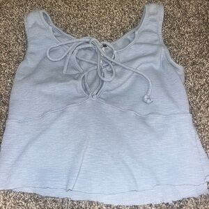 Free People Emmy Lou Ribbed Lace Up Tie Front Tank Top Size small cut to crop